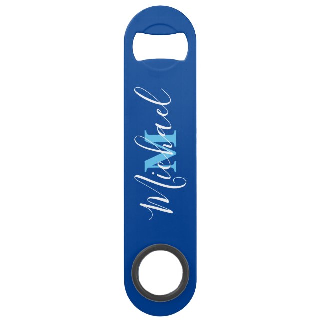 Blue for Men Personalised Speed Bottle Opener (Front)