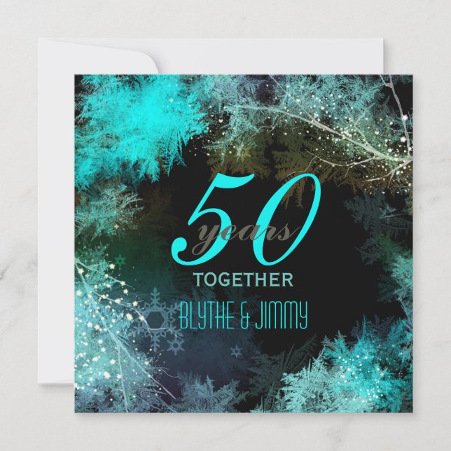 Blue Forest 50th Wedding Anniversary Invitation (Front)