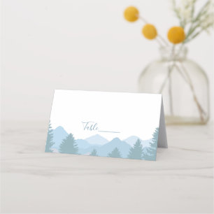 Blue Forest Mountains Tent Place Cards