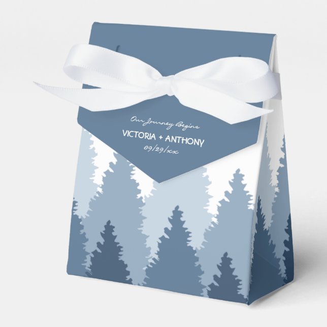 Blue Forest Range Woodland Wedding Favour Box (Front Side)