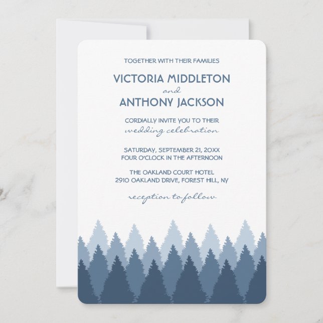 Blue Forest Range Woodland Wedding Invitation (Front)