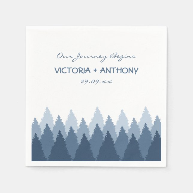 Blue Forest Range Woodland Wedding Napkin (Front)