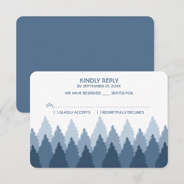 Blue Forest Range Woodland Wedding RSVP (Front/Back)