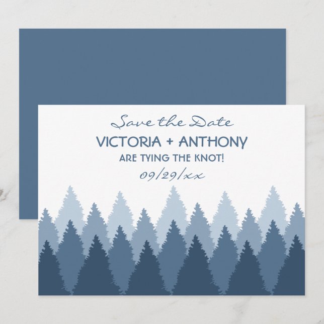 Blue Forest Range Woodland Wedding Save The Date (Front/Back)