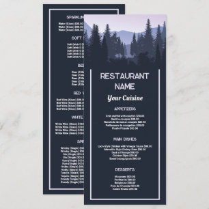 Blue Forest, Restaurant Slimline Menu