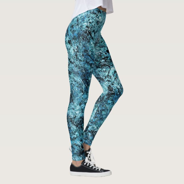 Blue forest under snow or cracked glass leggings (Right)