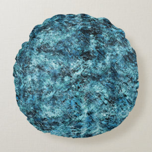 Blue forest under snow or cracked glass round cushion
