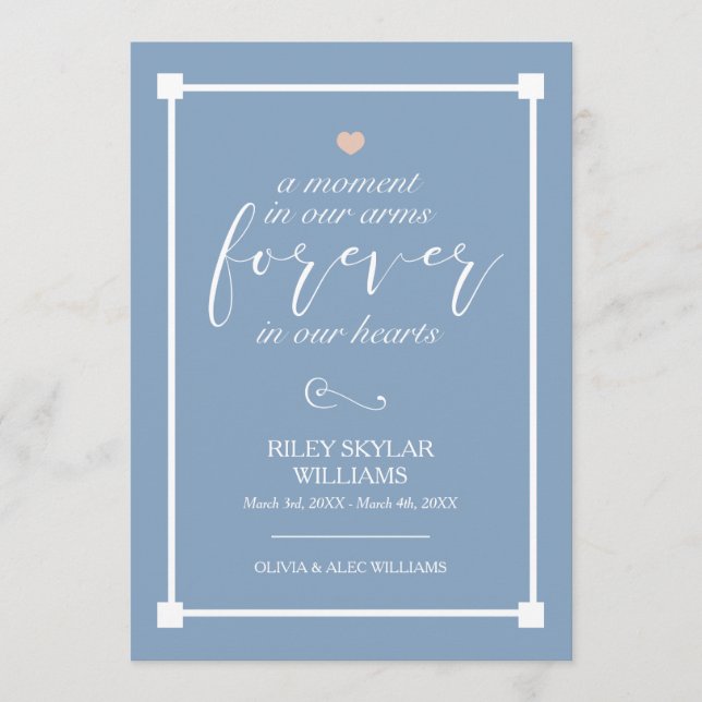 Blue Forever In Our Hearts Baby Memorial Programme (Front)