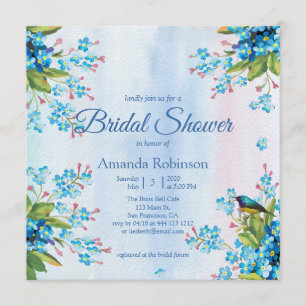 Blue Forget-me-not Bridal Shower Invitation