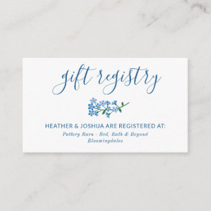 Blue Forget Me Not Calligraphy Gift Registry Enclosure Card