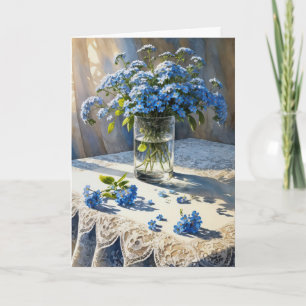 Blue Forget-Me-Not Floral Bouquet Card