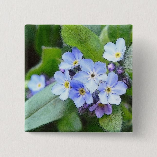 Blue Forget Me Not Flowers 15 Cm Square Badge (Front)