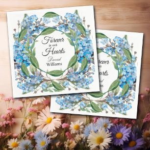 Blue Forget Me Not Flowers Funeral Napkin