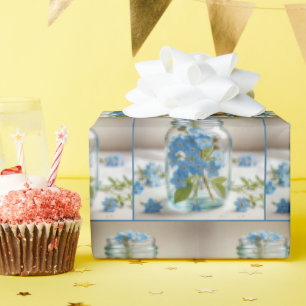 Blue Forget-me-not Flowers in a Jar Wrapping Paper