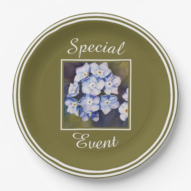 Blue Forget-me-not Flowers Paper Plate (Front)