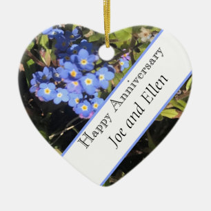 Blue Forget-Me-Not Flowers Wedding Anniversary  Ceramic Tree Decoration