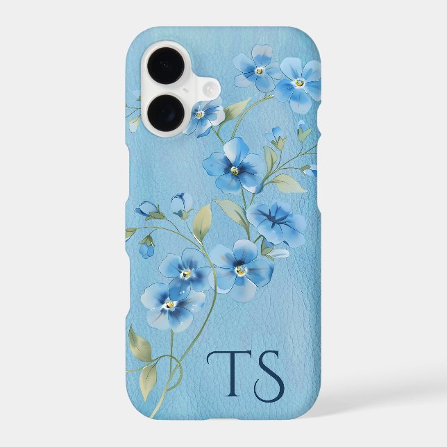 Blue Forget-me-not Flowers with Monogram (Back)
