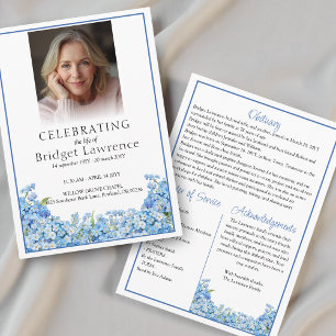 Blue Forget-me-not Pretty Memorial Service Funeral Programme