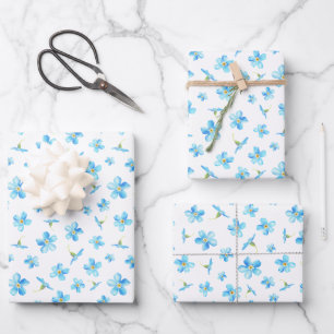 Blue Forget me not seamless pattern Wrapping Paper Sheet