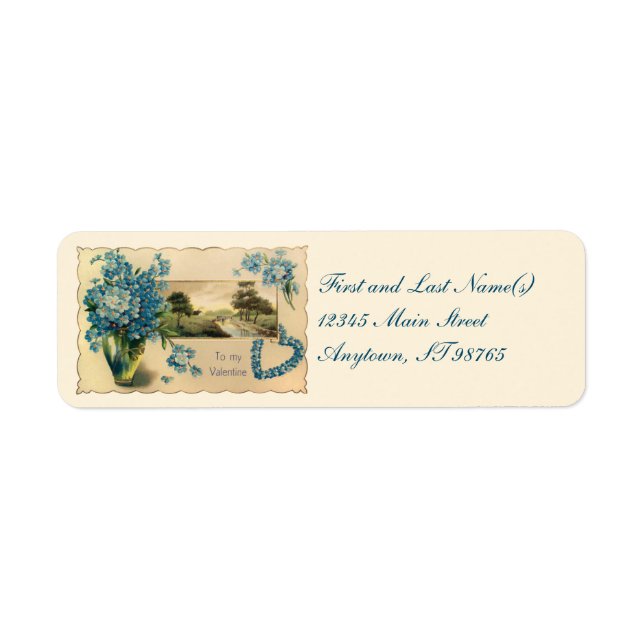 Blue Forget-Me-Not Valentine Return Address Labels (Front)