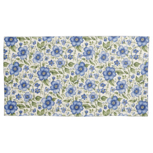Blue Forget-Me-Nots Floral Fleece  Pillowcase