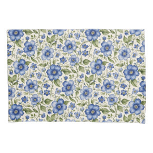 Blue Forget-Me-Nots Floral Fleece  Pillowcase