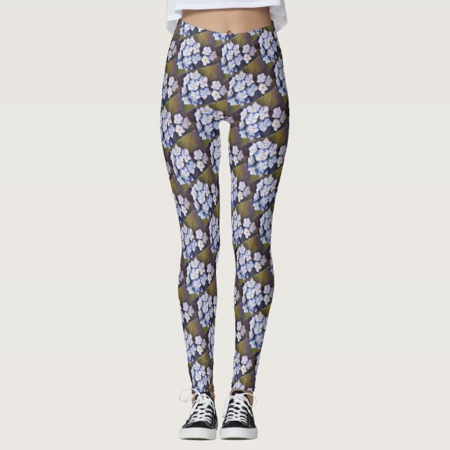BLUE FORGET ME NOTS FLORAL LEGGINGS (Front)