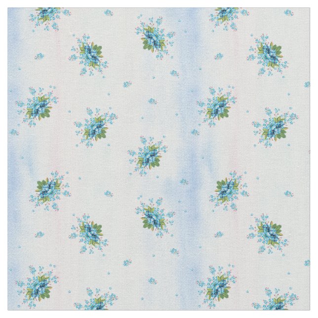 Blue forget-me-not's on a soft pink-blue fabric (Close Up)