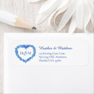 Blue forget me nots wedding return reply address