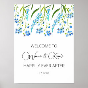 Blue forget-me-nots wedding sing poster