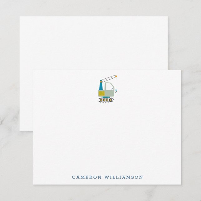 Blue Forklift Truck Art Personalised Stationery   Thank You Card (Front/Back)