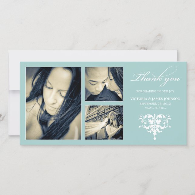 BLUE FORMAL COLLAGE | WEDDING THANK YOU CARD (Front)