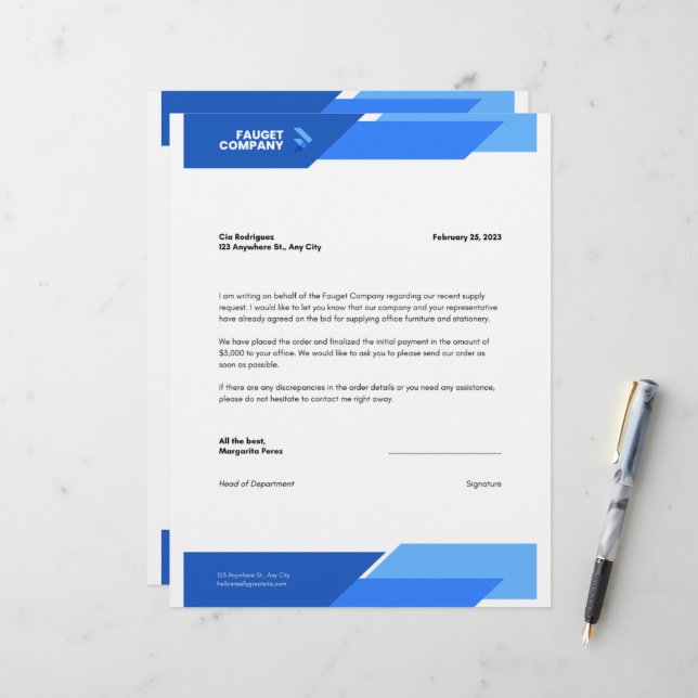 Blue Formal Company Letterhead (Front/Back In Situ)