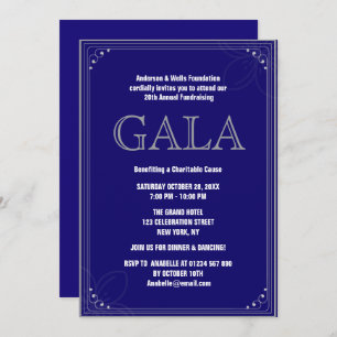 Blue Formal Corporate Gala Ball Party Fundraiser Invitation