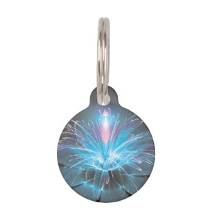 Blue Fountain Fractal Water Lily Pet Tag