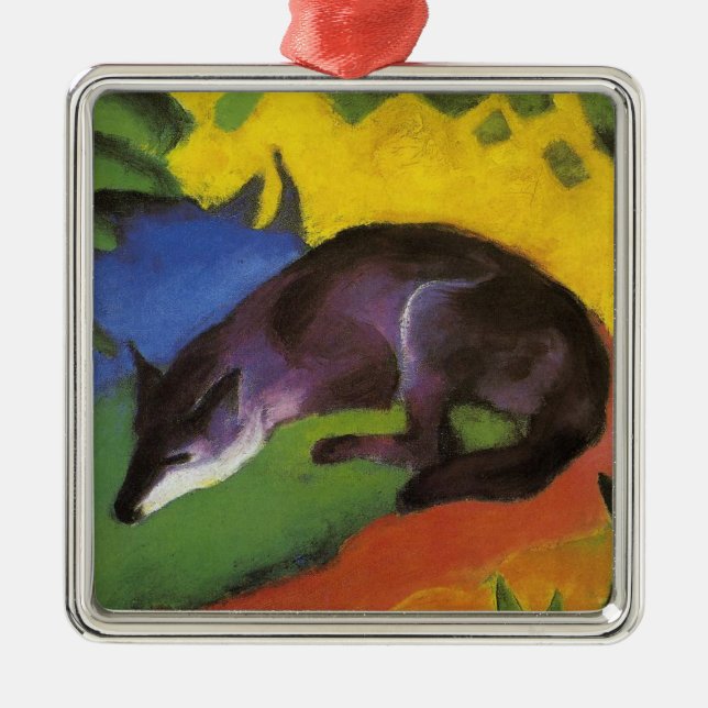 Blue Fox (by Franz Marc) Ceramic Ornament (Front)