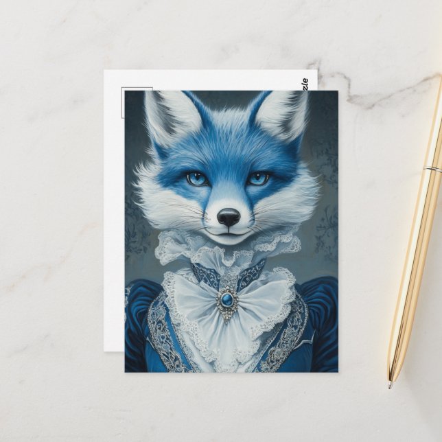 Blue Fox Postcard (Front/Back In Situ)