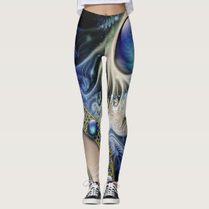 Blue Fractal abstract Leggings