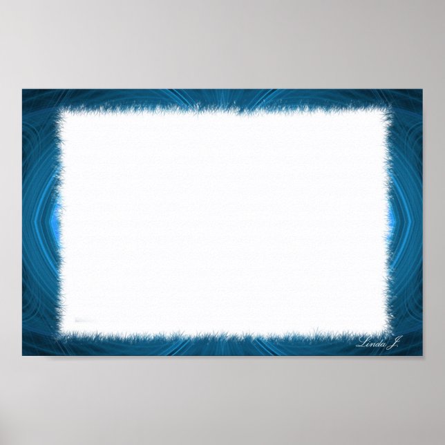 Blue Fractal Border Canvas or Poster (Front)