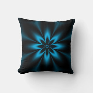 Blue Fractal Burst Cushion