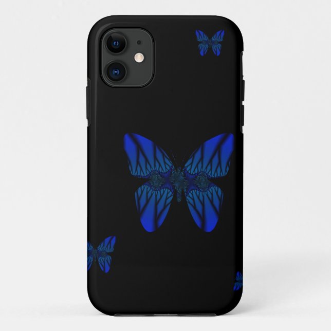 Blue Fractal Butterfly Case-Mate iPhone Case (Back)