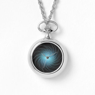 Blue Fractal Cosmic Swirl on Black Watch