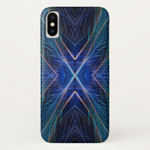 Blue Fractal Feather Design iPhone X Case