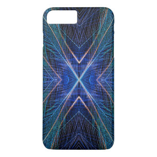 Blue Fractal Feather Design iPhone 8 Plus/7 Plus Case
