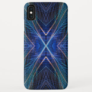 Blue Fractal Feather Design iPhone XS Max Case