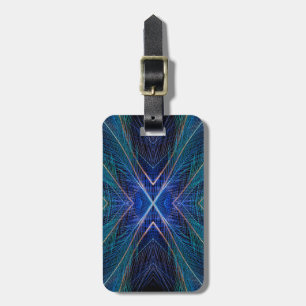 Blue Fractal Feather Design Luggage Tag