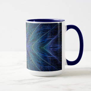 Blue Fractal Feather Design Mug