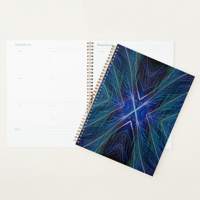 Blue Fractal Feather Design Planner (Display)