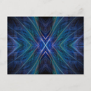 Blue Fractal Feather Design Postcard