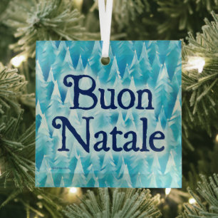 Blue Fractal Forest - Buon Natale Glass Tree Decoration